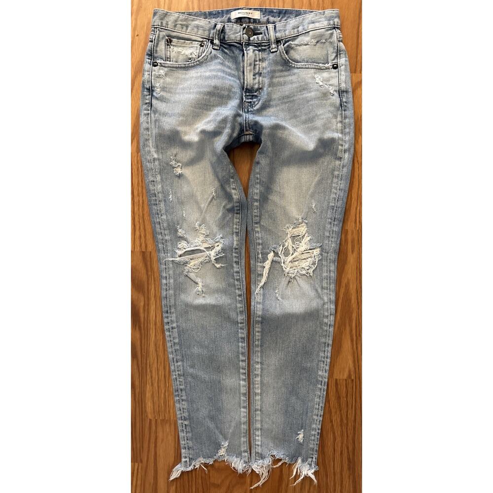 MOUSSY Vintage Blue Distressed High Waist Jeans Size 26 Japan Made